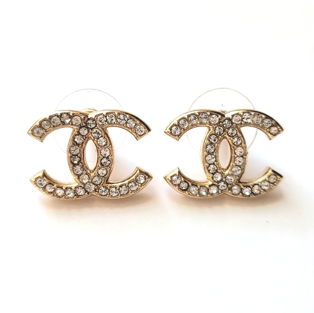 CHANEL Large Gold CC Logo Crystal Swarovski Rhinestone
